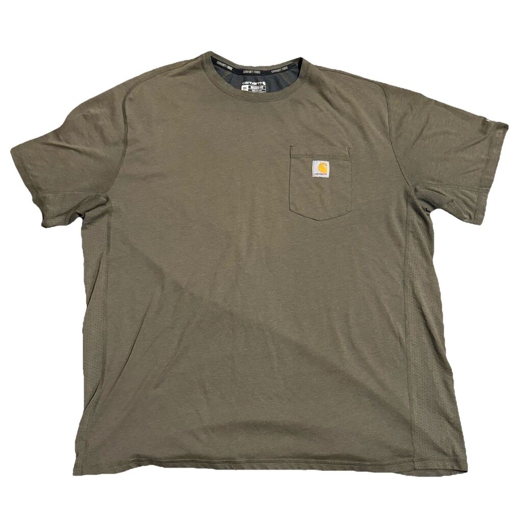 Men's Carhartt Force Olive Green Pocket T Shirt Relaxed Fit 2XL